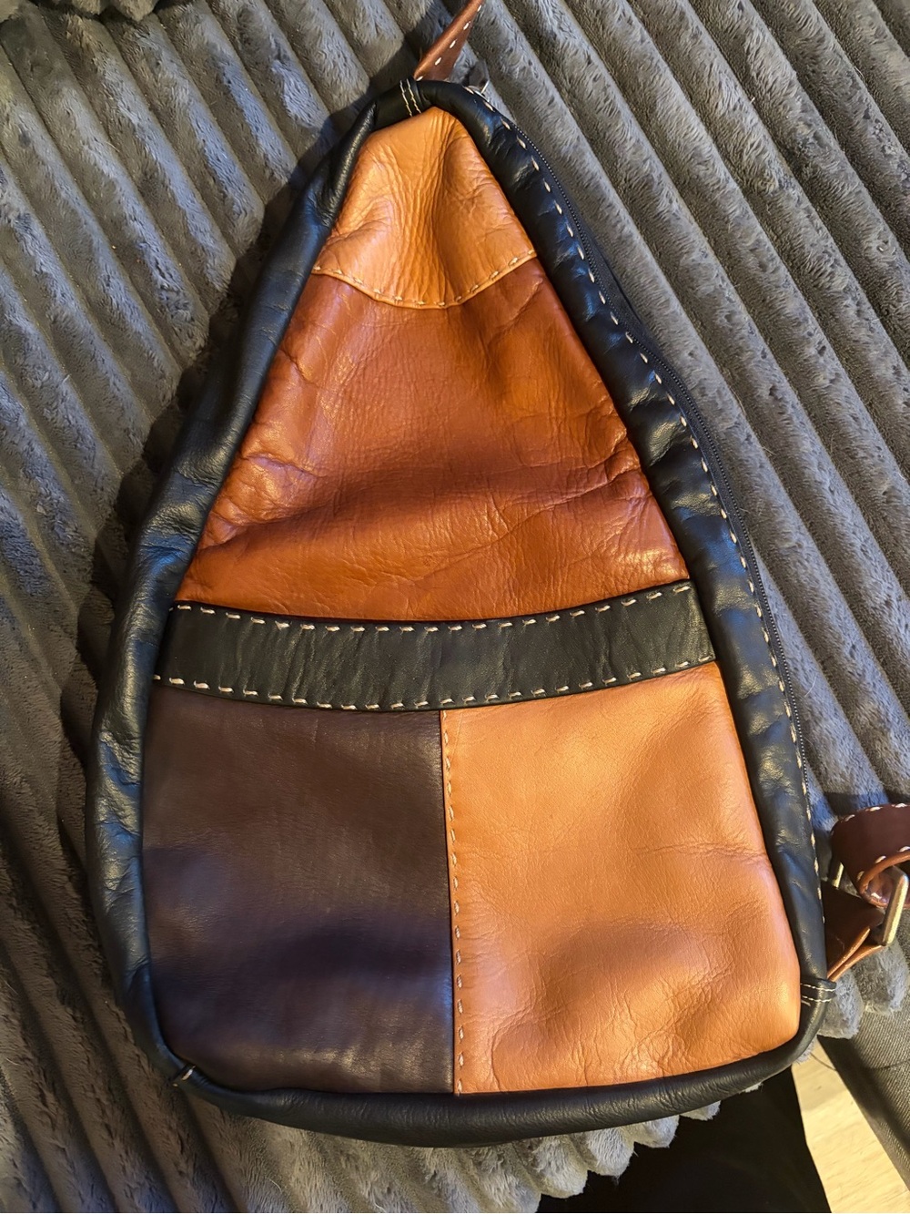 Women’s Two-Tone Brown Leather Sling Bag